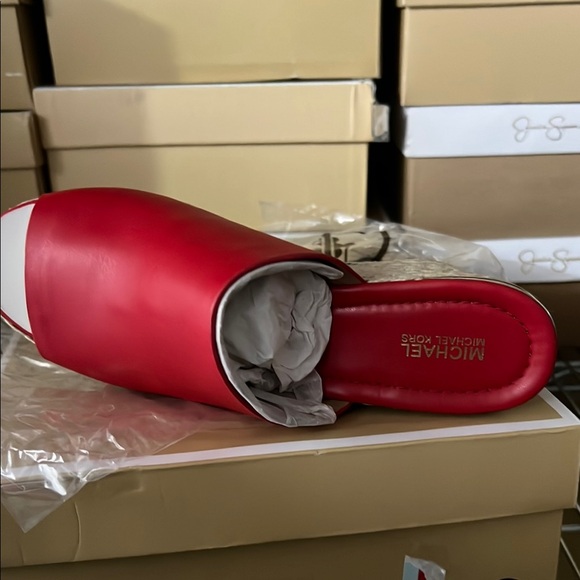 Michael Kors Red Wedge Slides